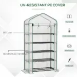Outsunny 5 Tier Mini Greenhouse, Small Portable Greenhouse with PE Cover, Roll-Up Zippered Door, 76 Inch x 35.4 Inch x 19.3 Inch, White - Image 6
