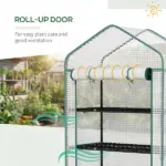 Outsunny 5 Tier Mini Greenhouse, Small Portable Greenhouse with PE Cover, Roll-Up Zippered Door, 76 Inch x 35.4 Inch x 19.3 Inch, White - Image 7