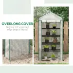 Outsunny 5 Tier Mini Greenhouse, Small Portable Greenhouse with PE Cover, Roll-Up Zippered Door, 76 Inch x 35.4 Inch x 19.3 Inch, White - Image 8