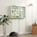 HOMCOM 5-Tier White Display Cabinet with Glass Doors and Adjustable Shelves, Wall-Mounted - Image 2