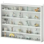 HOMCOM 5-Tier White Display Cabinet with Glass Doors and Adjustable Shelves, Wall-Mounted - Image 11