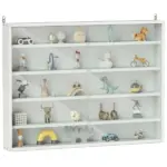 HOMCOM 5-Tier White Display Cabinet with Glass Doors and Adjustable Shelves, Wall-Mounted