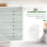 HOMCOM 5-Tier White Display Cabinet with Glass Doors and Adjustable Shelves, Wall-Mounted - Image 4