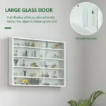 HOMCOM 5-Tier White Display Cabinet with Glass Doors and Adjustable Shelves, Wall-Mounted - Image 5