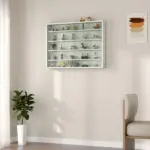 HOMCOM 5-Tier White Display Cabinet with Glass Doors and Adjustable Shelves, Wall-Mounted - Image 7