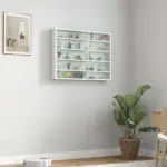 HOMCOM 5-Tier White Display Cabinet with Glass Doors and Adjustable Shelves, Wall-Mounted - Image 10