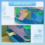 PawHut 5 Tiers Hamster Cage, Extra Large, Small Animal House, Wheels, Tubes, Water Bottle, Ladder, Blue - Image 6