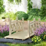 5' Wooden Garden Bridge Footbridge for Backyard Ponds, Creeks, Streams, Nature Wood - Image 2