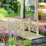 5' Wooden Garden Bridge Footbridge for Backyard Ponds, Creeks, Streams, Nature Wood - Image 6