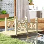 5' Wooden Garden Bridge Footbridge for Backyard Ponds, Creeks, Streams, Nature Wood - Image 8