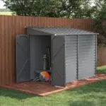 5' x 9' Outdoor Storage Shed, Lean to Shed, Metal Tool House with Floor Foundation, Lockable Doors and 2 Air Vents for Backyard Lawn, Gray - Image 2