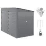 5' x 9' Outdoor Storage Shed, Lean to Shed, Metal Tool House with Floor Foundation, Lockable Doors and 2 Air Vents for Backyard Lawn, Gray