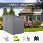 5' x 9' Outdoor Storage Shed, Lean to Shed, Metal Tool House with Floor Foundation, Lockable Doors and 2 Air Vents for Backyard Lawn, Gray - Image 4