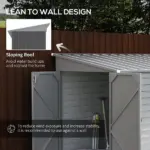 5' x 9' Outdoor Storage Shed, Lean to Shed, Metal Tool House with Floor Foundation, Lockable Doors and 2 Air Vents for Backyard Lawn, Gray - Image 6