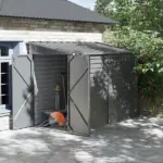 5' x 9' Outdoor Storage Shed, Lean to Shed, Metal Tool House with Floor Foundation, Lockable Doors and 2 Air Vents for Backyard Lawn, Gray - Image 10