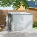 Outsunny 5' x 9' Outdoor Storage Shed, Lean to Shed with Foundation, Lockable Doors and Gloves for Patio Lawn Backyard, White - Image 2