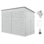 Outsunny 5' x 9' Outdoor Storage Shed, Lean to Shed with Foundation, Lockable Doors and Gloves for Patio Lawn Backyard, White