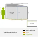 Outsunny 5' x 9' Outdoor Storage Shed, Lean to Shed with Foundation, Lockable Doors and Gloves for Patio Lawn Backyard, White - Image 3