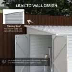 Outsunny 5' x 9' Outdoor Storage Shed, Lean to Shed with Foundation, Lockable Doors and Gloves for Patio Lawn Backyard, White - Image 6
