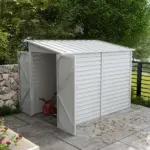Outsunny 5' x 9' Outdoor Storage Shed, Lean to Shed with Foundation, Lockable Doors and Gloves for Patio Lawn Backyard, White - Image 10