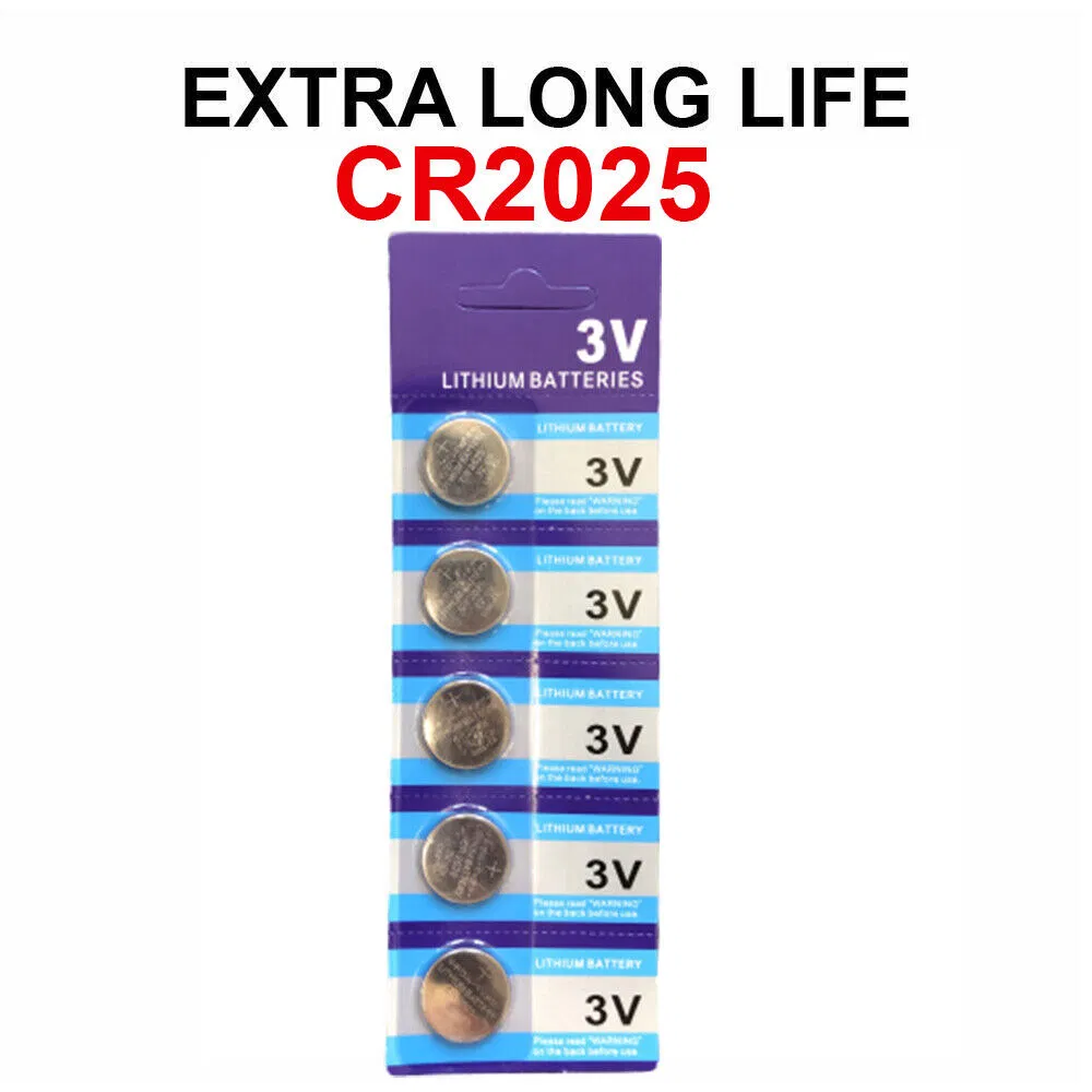 5 Pack CR2025 3V Lithium Coin Cell Batteries