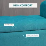 HOMCOM 50 Inches Storage Ottoman Bench, End of Bed Storage Bench with Rolled Arms, Wood Legs, Button Tufted Storage Bench, Teal - Image 5