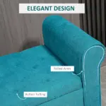 HOMCOM 50 Inches Storage Ottoman Bench, End of Bed Storage Bench with Rolled Arms, Wood Legs, Button Tufted Storage Bench, Teal - Image 6