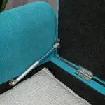 HOMCOM 50 Inches Storage Ottoman Bench, End of Bed Storage Bench with Rolled Arms, Wood Legs, Button Tufted Storage Bench, Teal - Image 8