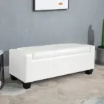 HOMCOM 50.5" Faux Leather Rectangular Tufted Storage Ottoman Bench for Living Room, Entryway, or Bedroom, White - Image 11