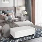 HOMCOM 50.5" Faux Leather Rectangular Tufted Storage Ottoman Bench for Living Room, Entryway, or Bedroom, White - Image 16