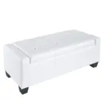 HOMCOM 50.5" Faux Leather Rectangular Tufted Storage Ottoman Bench for Living Room, Entryway, or Bedroom, White