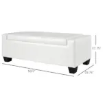HOMCOM 50.5" Faux Leather Rectangular Tufted Storage Ottoman Bench for Living Room, Entryway, or Bedroom, White - Image 3