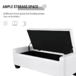 HOMCOM 50.5" Faux Leather Rectangular Tufted Storage Ottoman Bench for Living Room, Entryway, or Bedroom, White - Image 6