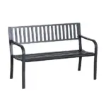 Outsunny 50 Inch 2-Person Steel Outdoor Bench with Slatted Seat Black - Image 11