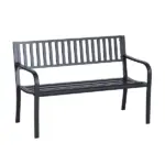 Outsunny 50 Inch 2-Person Steel Outdoor Bench with Slatted Seat Black