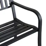 Outsunny 50 Inch 2-Person Steel Outdoor Bench with Slatted Seat Black - Image 7