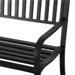 Outsunny 50 Inch 2-Person Steel Outdoor Bench with Slatted Seat Black - Image 8