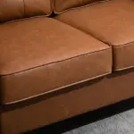 51" Brown 2-Seater Tufted Loveseat, PU Leather Double Sofa with Armrest - Image 8