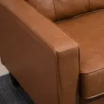 51" Brown 2-Seater Tufted Loveseat, PU Leather Double Sofa with Armrest - Image 9