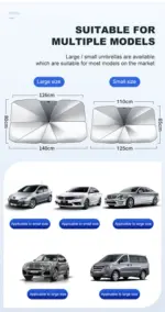 51 Inch Foldable Windshield Sun Shade Umbrella 51 x 31 Inch - Image 19