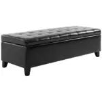 HOMCOM 51" Large Black Storage Ottoman, Rectangular Tufted Faux Leather for Living Room, Entryway, Bedroom - Image 11