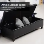 HOMCOM 51" Large Black Storage Ottoman, Rectangular Tufted Faux Leather for Living Room, Entryway, Bedroom - Image 4