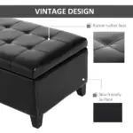 HOMCOM 51" Large Black Storage Ottoman, Rectangular Tufted Faux Leather for Living Room, Entryway, Bedroom - Image 6