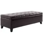 HOMCOM 51" Tufted Storage Ottoman Bench, Dark Brown Faux Leather for Living Room, Bedroom, Entryway - Image 11