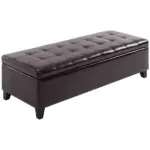 HOMCOM 51" Tufted Storage Ottoman Bench, Dark Brown Faux Leather for Living Room, Bedroom, Entryway
