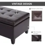 HOMCOM 51" Tufted Storage Ottoman Bench, Dark Brown Faux Leather for Living Room, Bedroom, Entryway - Image 6