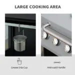 Outsunny 52" Barbecue Grill with Wheels, 4+1 Burner Liquid Propane Gas Grill, Outdoor Cabinet Style BBQ Trolley with Side Burner, Warming Rack, Silver - Image 8