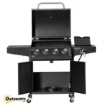 Outsunny 52 Barbecue Grill with Wheels 4+1 Burner Propane Gas Outdoor BBQ Trolley Side Burner Warming Rack Black - Image 13