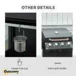 Outsunny 52 Barbecue Grill with Wheels 4+1 Burner Propane Gas Outdoor BBQ Trolley Side Burner Warming Rack Black - Image 8