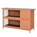 PawHut 54" Rabbit Cage, 2-Tier Rabbit Hutch Outdoor Guinea with Removable Dividers and Pull-Out Trays, Orange - Image 11